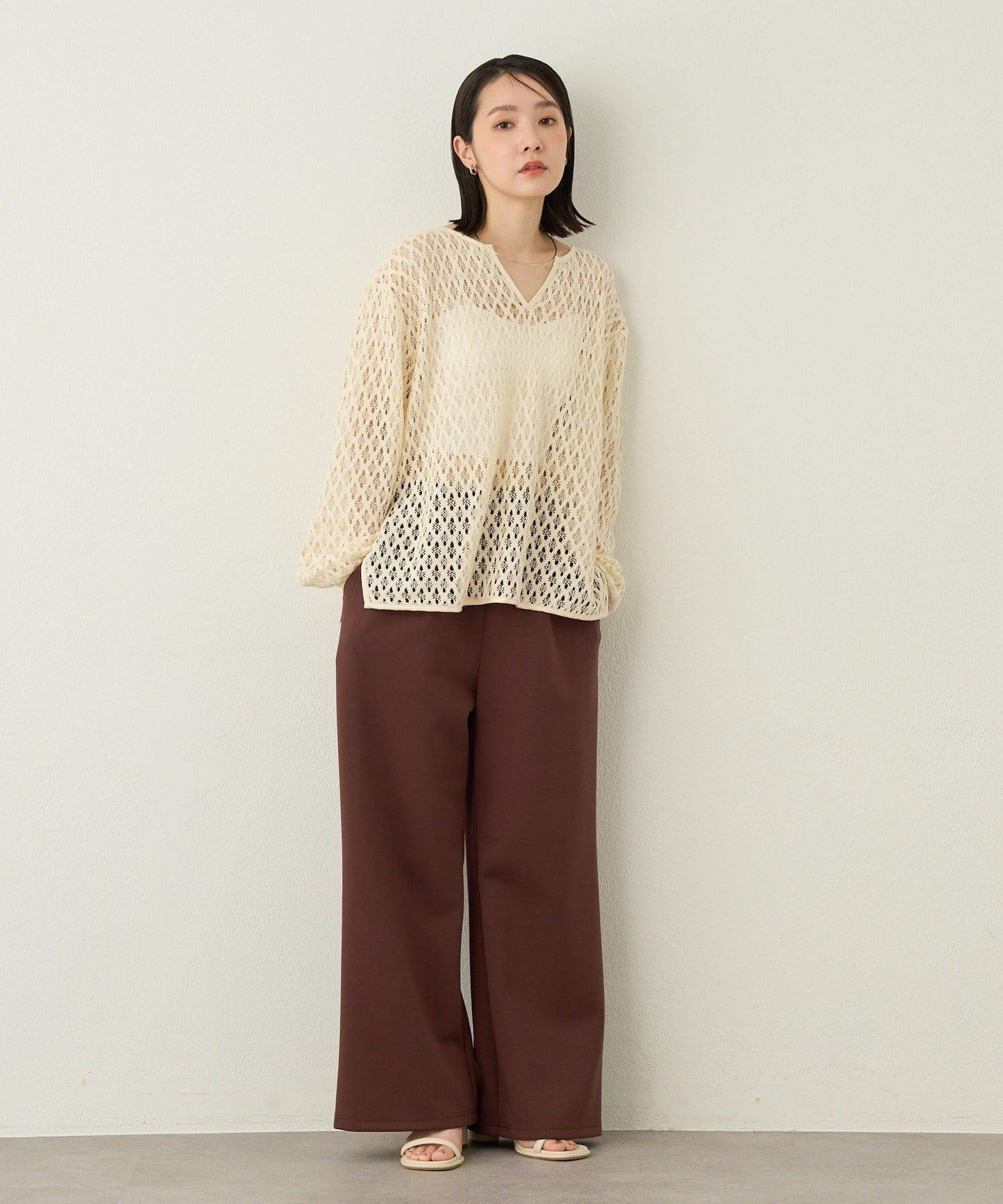 刺繡 彈力針織 休閒褲