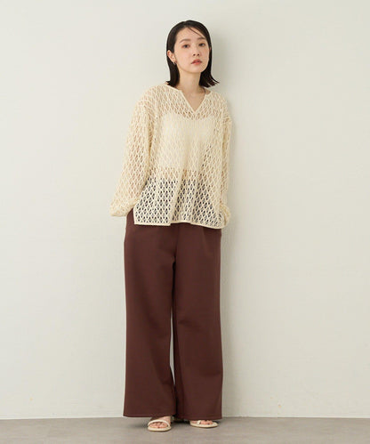 刺繡 彈力針織 休閒褲