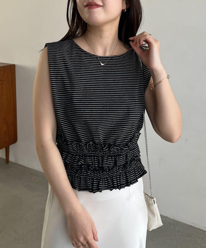 【CAPRICIEUX LE'MAGE】ボーダー裾ギャザーT