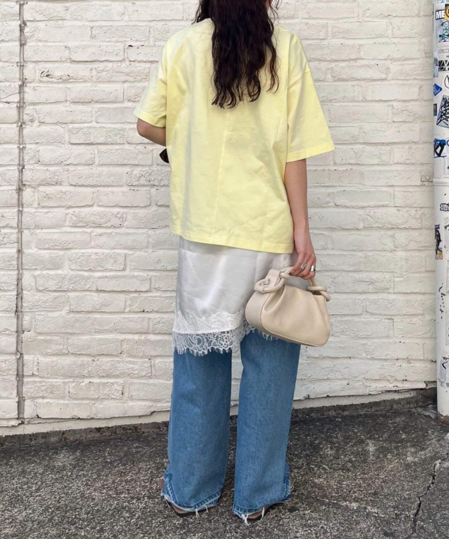 蕾絲拼接不對稱半身裙