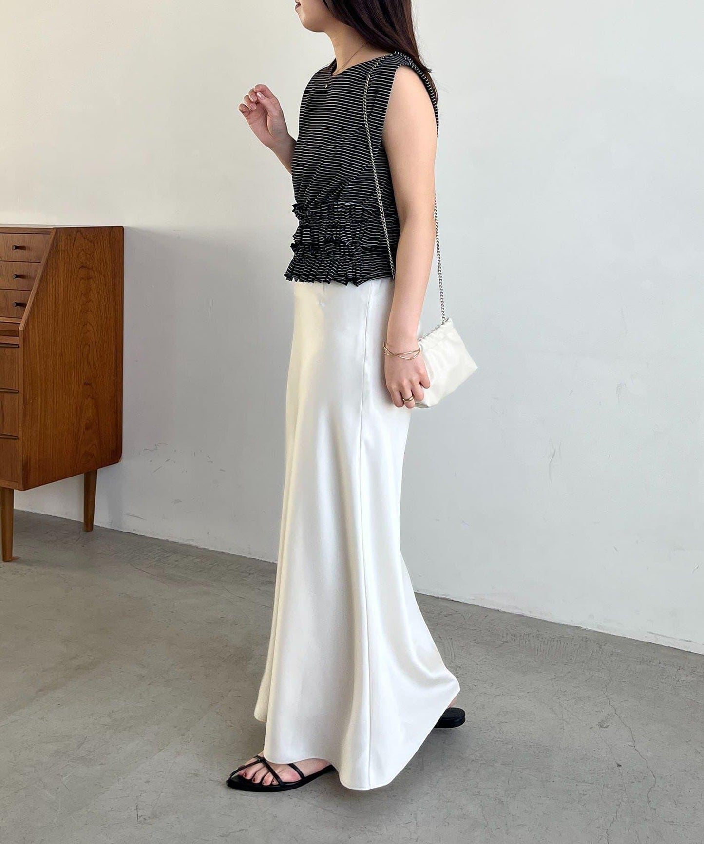 【CAPRICIEUX LE'MAGE】ボーダー裾ギャザーT