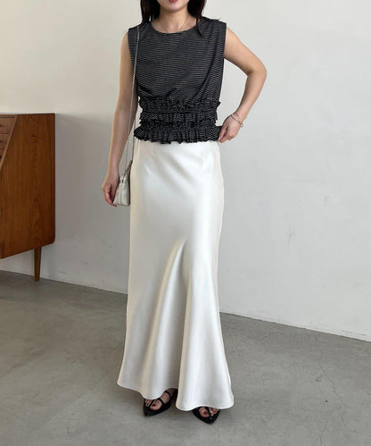 【CAPRICIEUX LE'MAGE】ボーダー裾ギャザーT