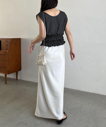 【CAPRICIEUX LE'MAGE】ボーダー裾ギャザーT
