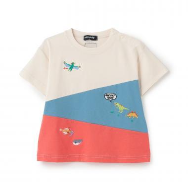 史前生物圖案拼接短袖T恤