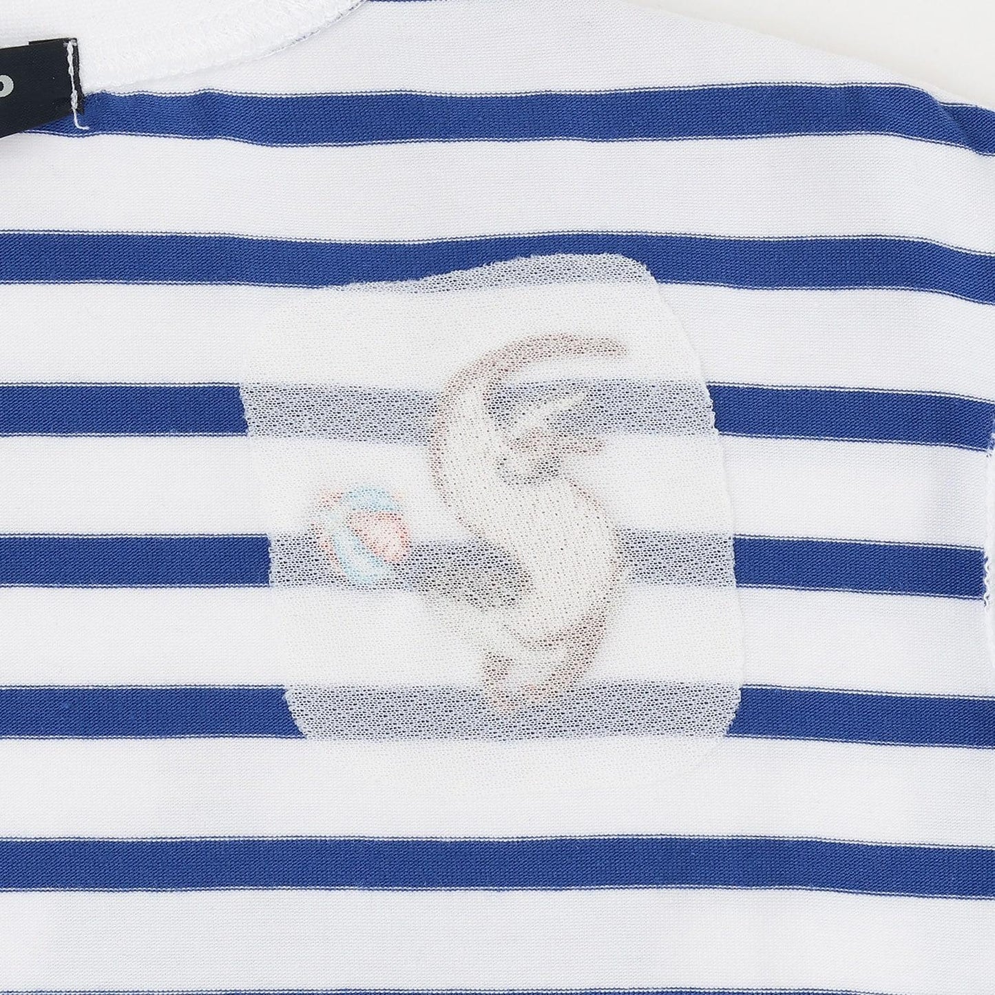 水獺刺繡條紋短袖T恤