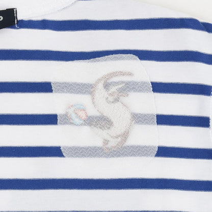 水獺刺繡條紋短袖T恤