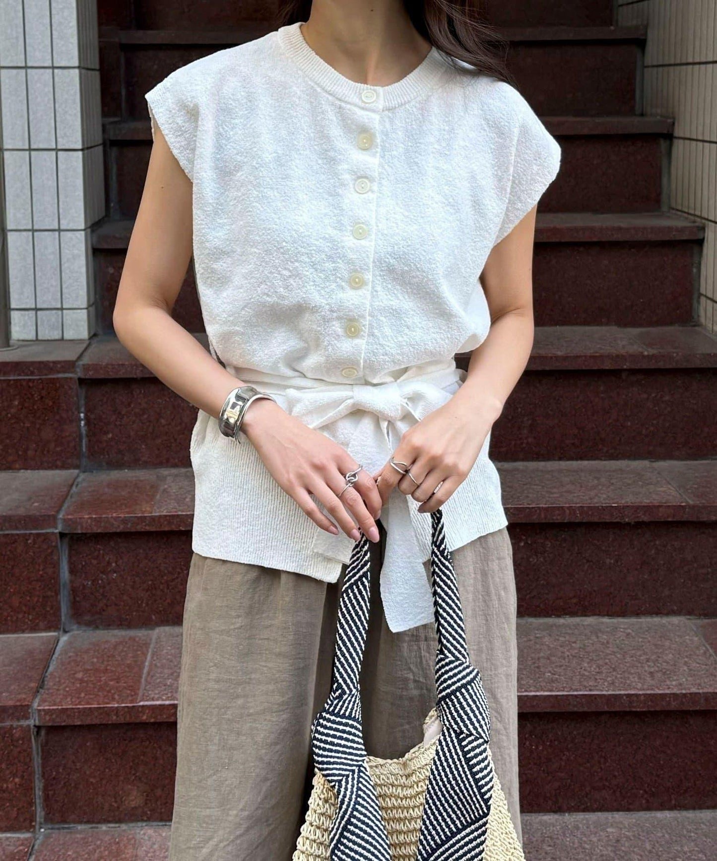 腰帶設計 針織背心