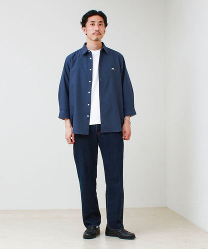 法鬥刺繡 七分袖 條紋/純色襯衫