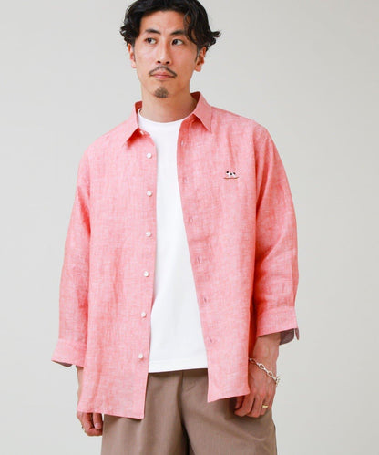 法鬥刺繡 七分袖 條紋/純色襯衫