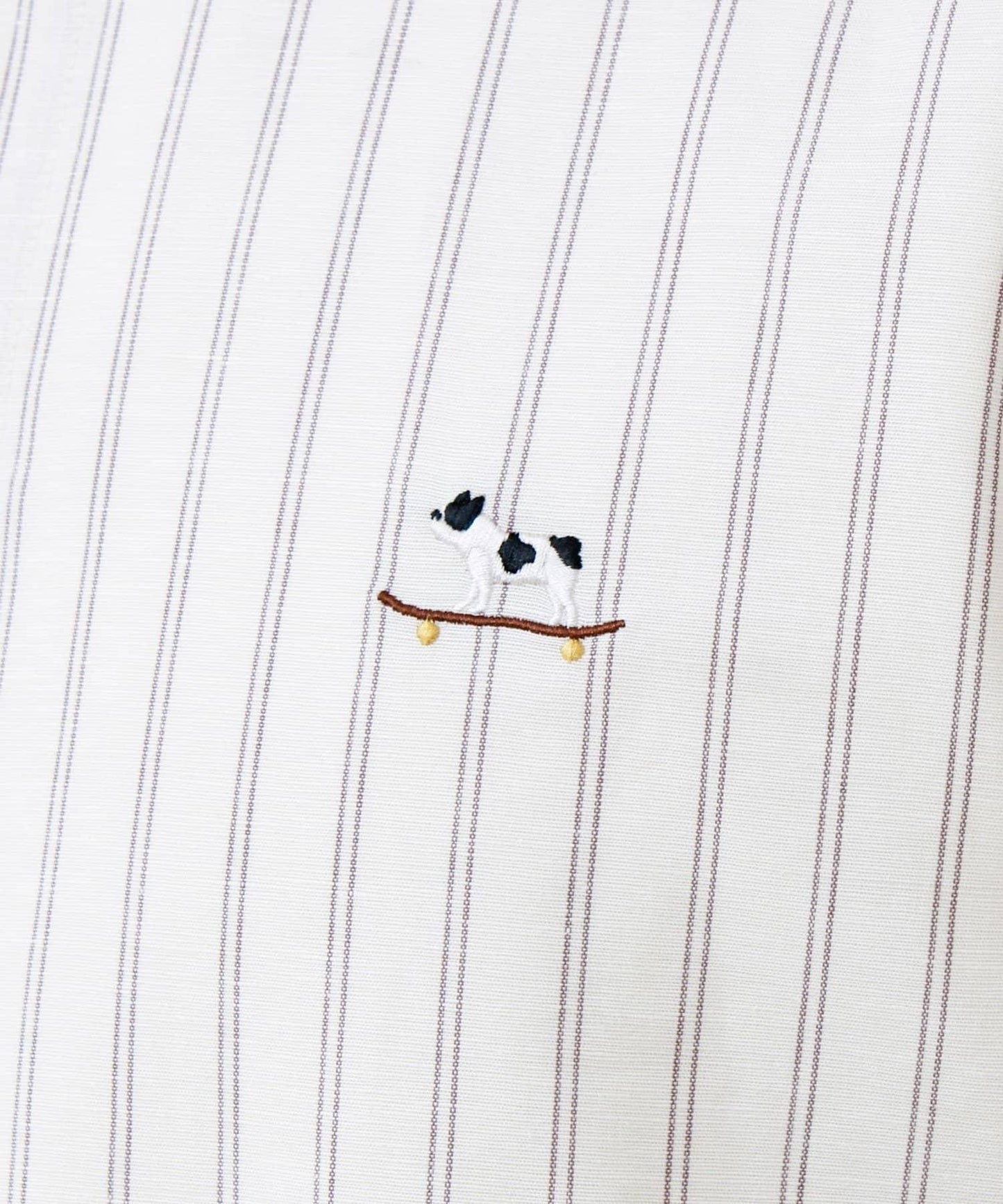 法鬥刺繡 七分袖 條紋/純色襯衫