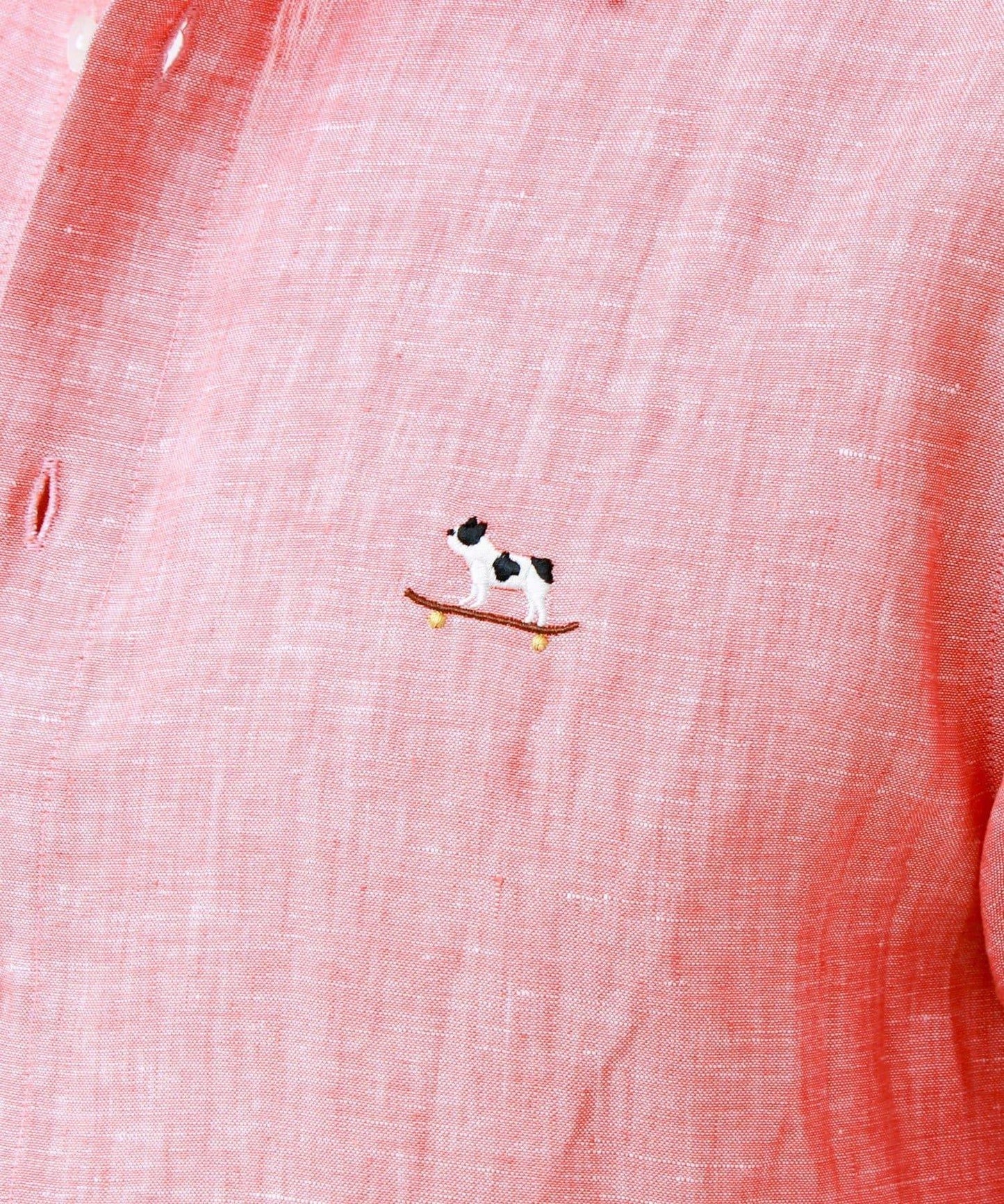 法鬥刺繡 七分袖 條紋/純色襯衫