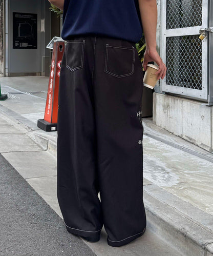 側邊縫線闊腿西裝褲