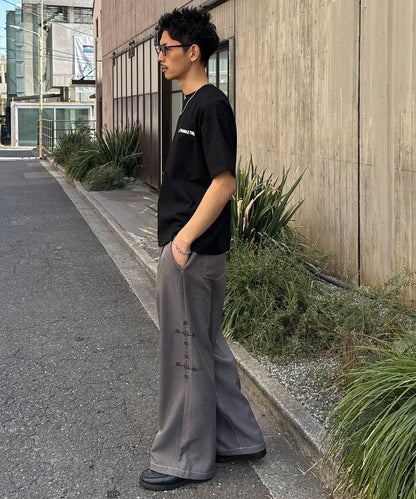 側邊縫線闊腿西裝褲