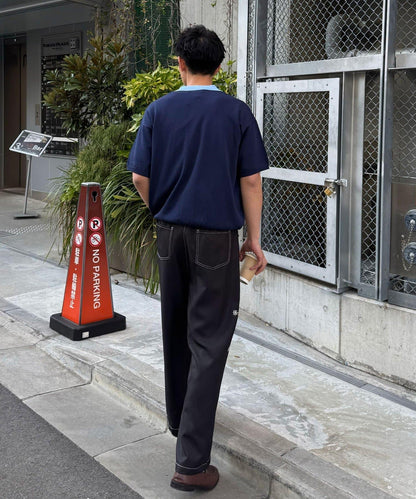 側邊縫線闊腿西裝褲
