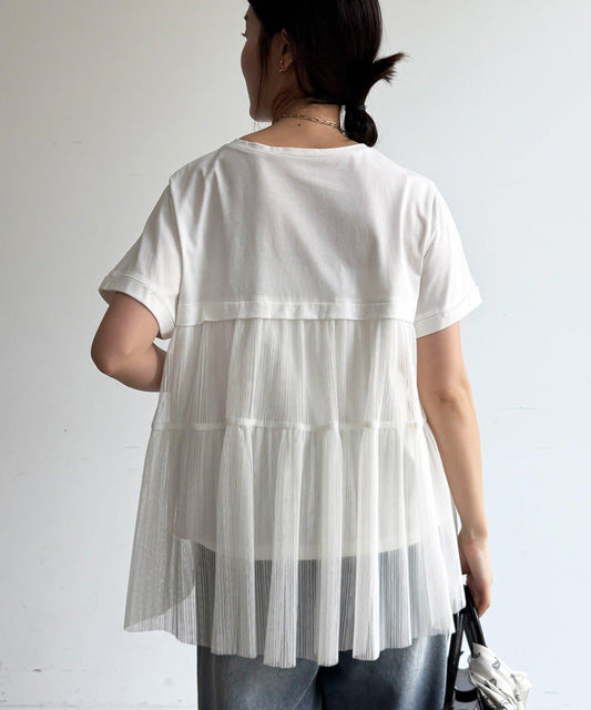 網紗褶皺 TEE