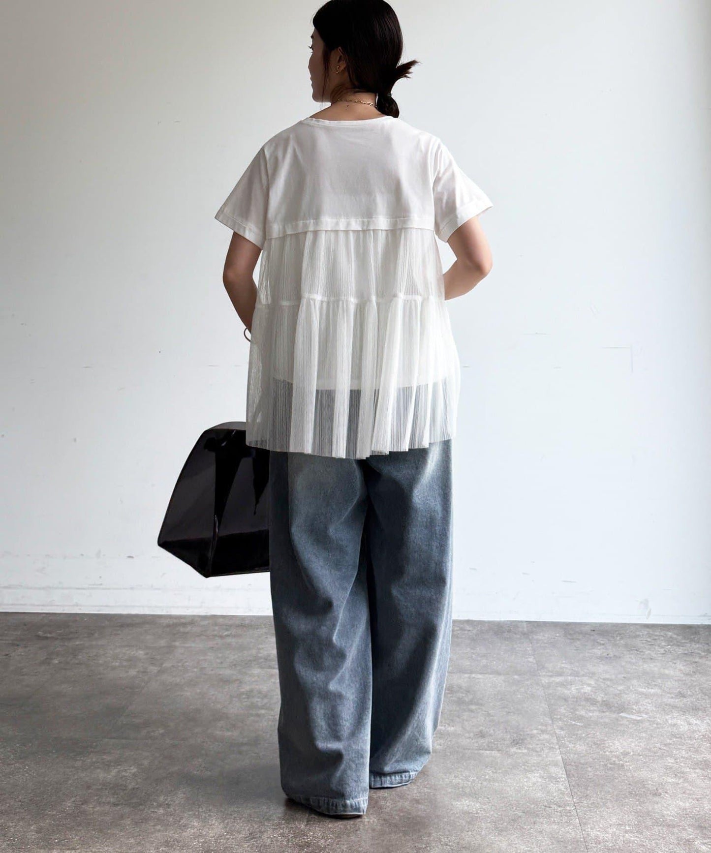網紗褶皺 TEE