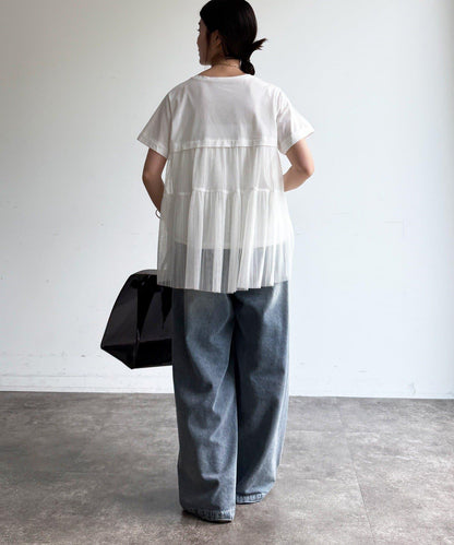 網紗褶皺 TEE