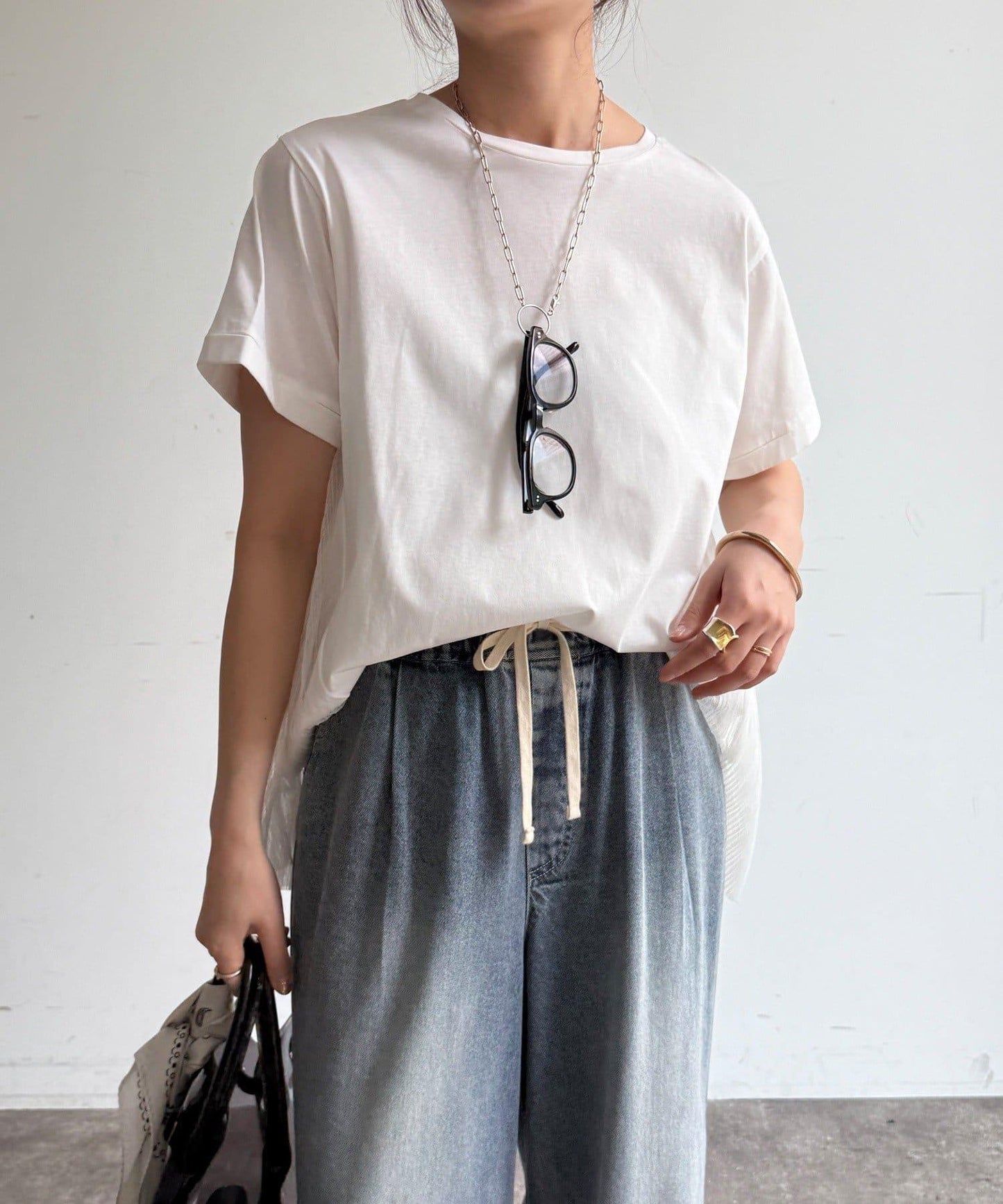 網紗褶皺 TEE