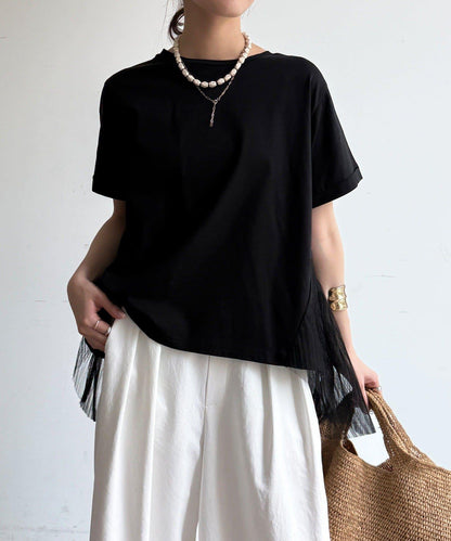 網紗褶皺 TEE