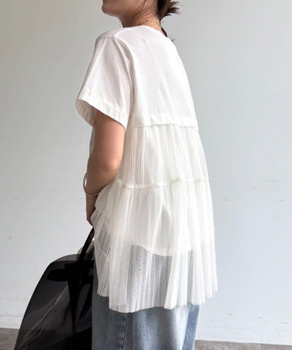 網紗褶皺 TEE