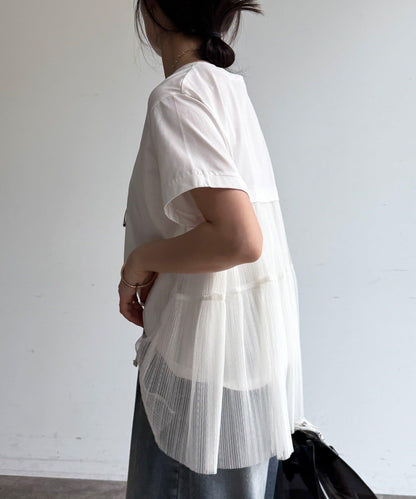 網紗褶皺 TEE