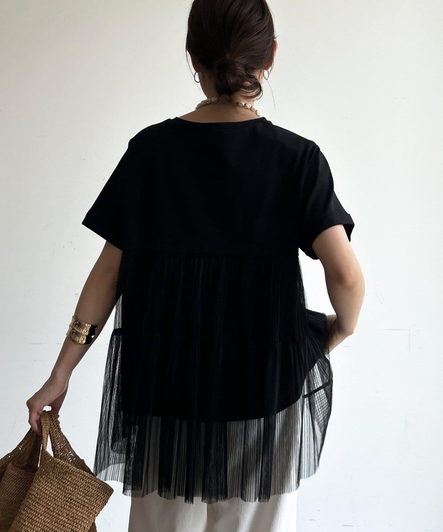 網紗褶皺 TEE