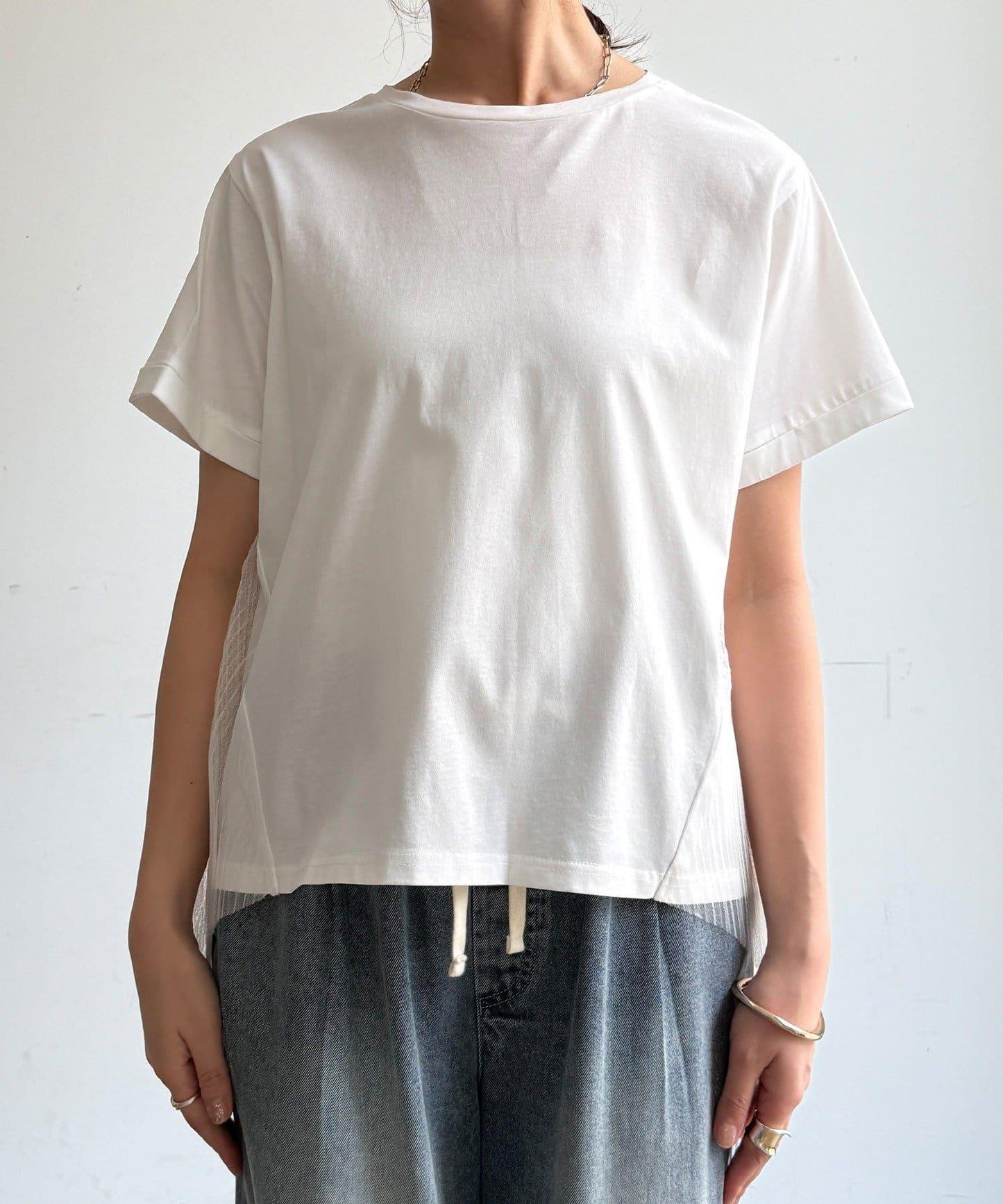 網紗褶皺 TEE