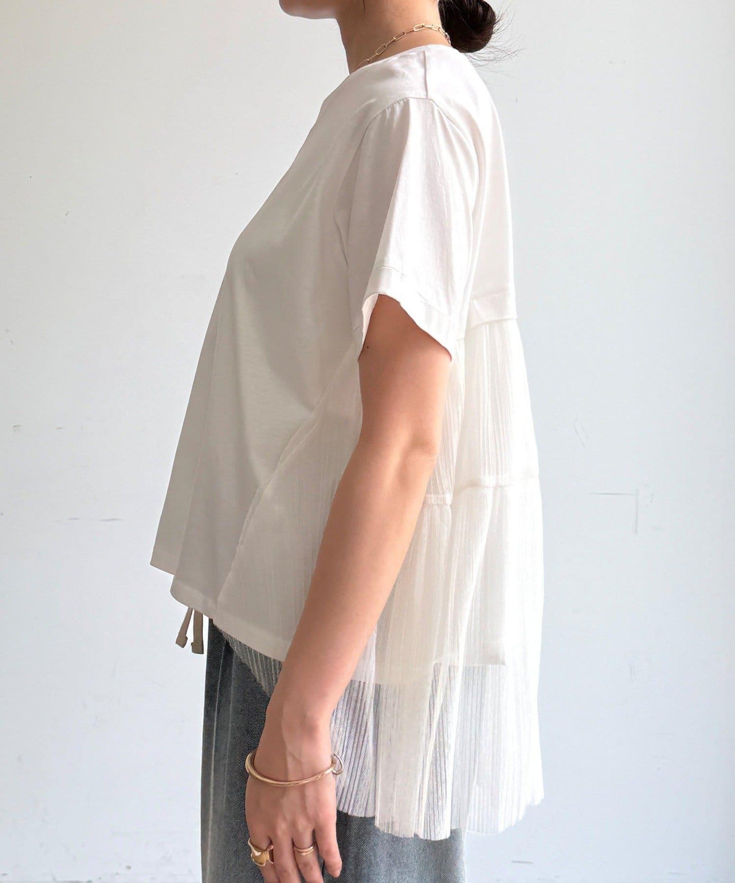 網紗褶皺 TEE