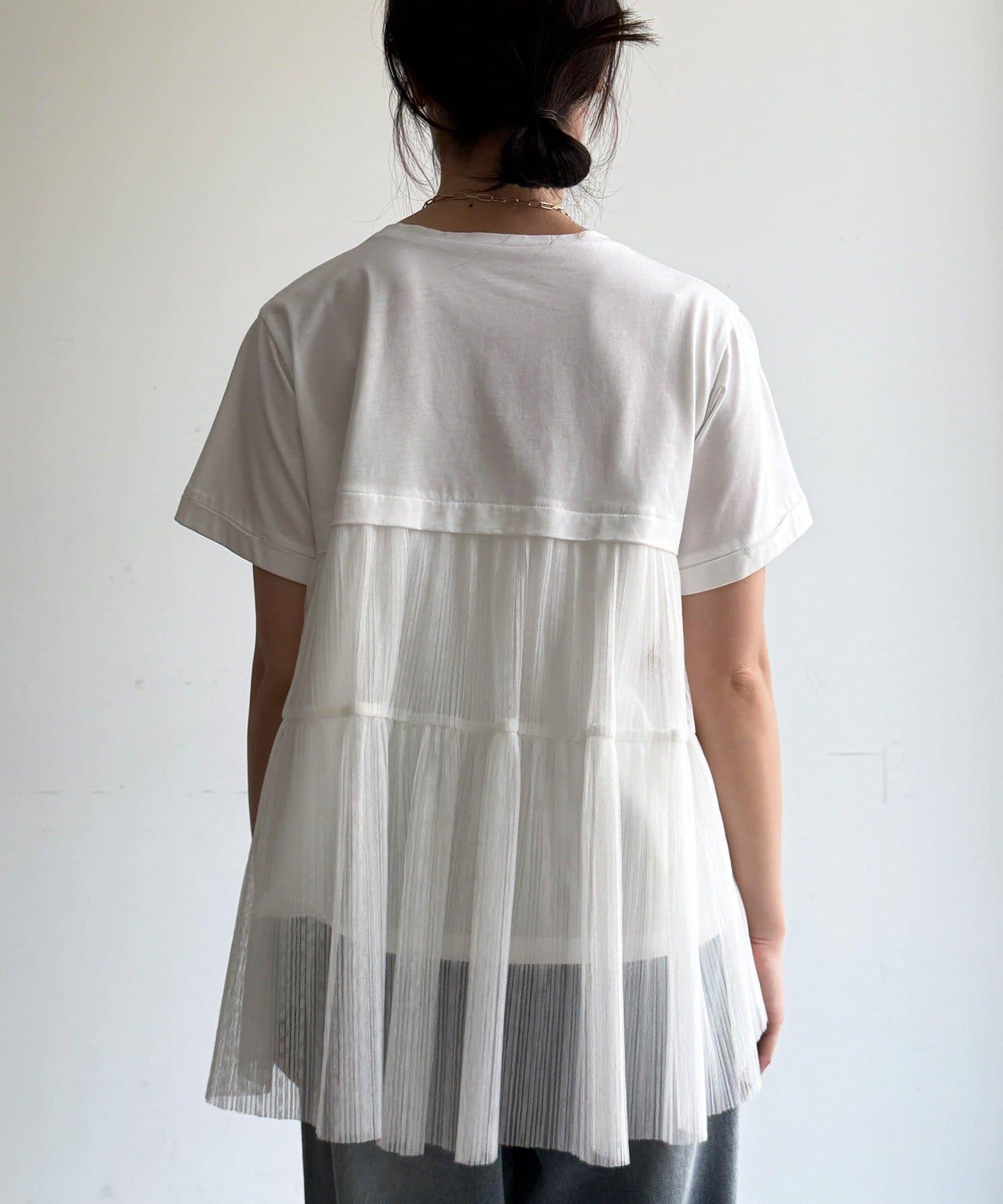 網紗褶皺 TEE