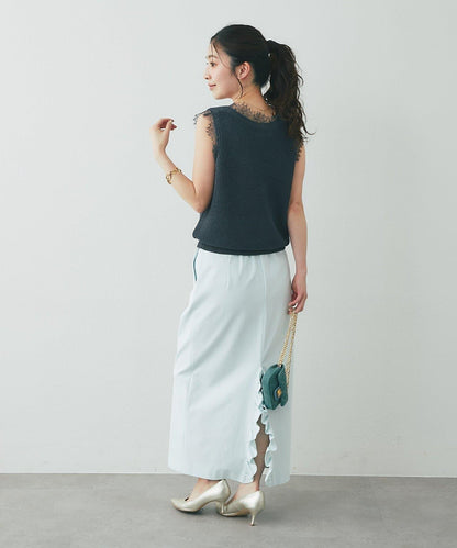 紙紗 蕾絲拼接 背心
