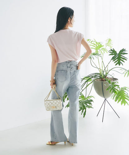 涼感防曬 高領 法式袖 針織上衣