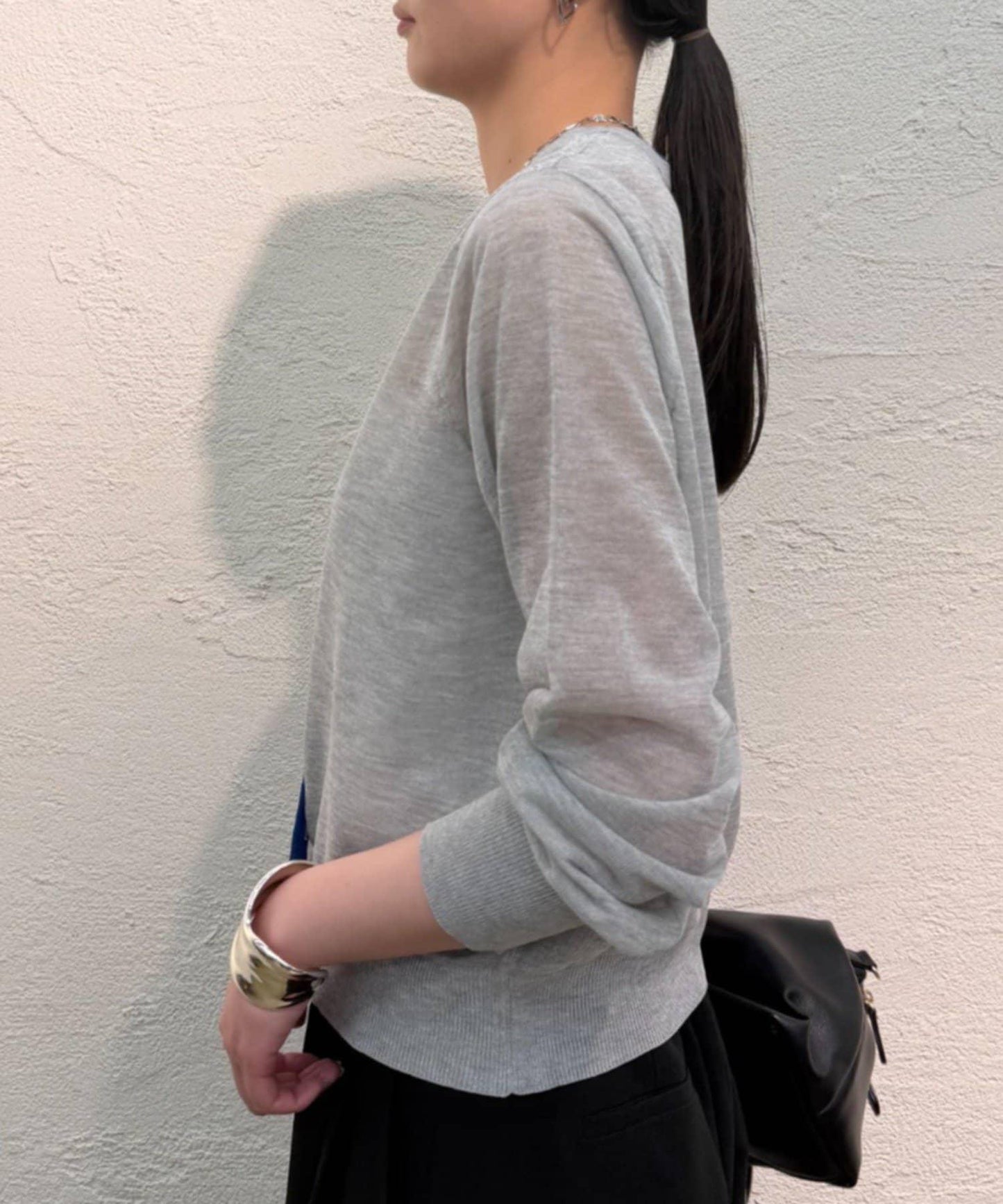 透感雙配色針織開衫