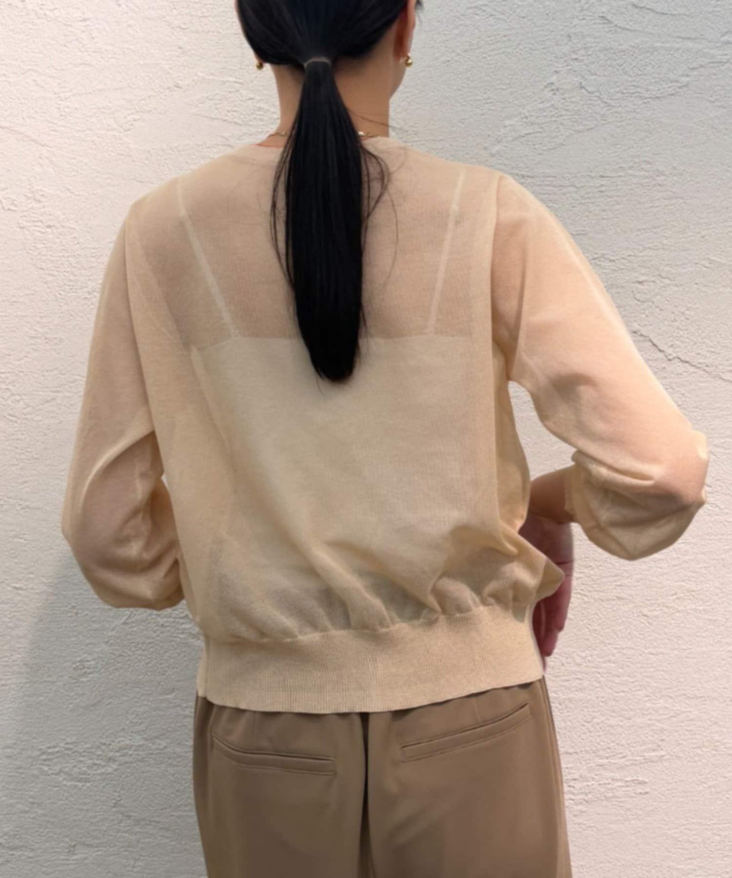 透感雙配色針織開衫