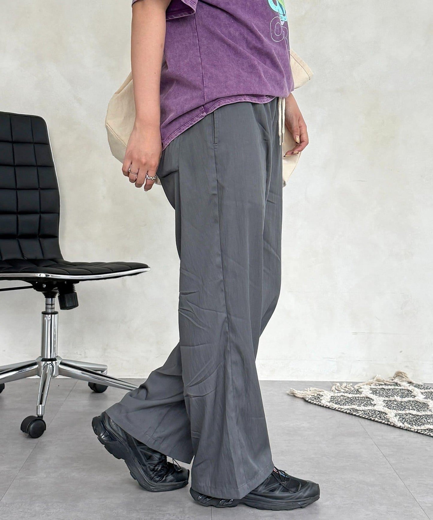 冷感尼龍鬆緊腰休閒褲