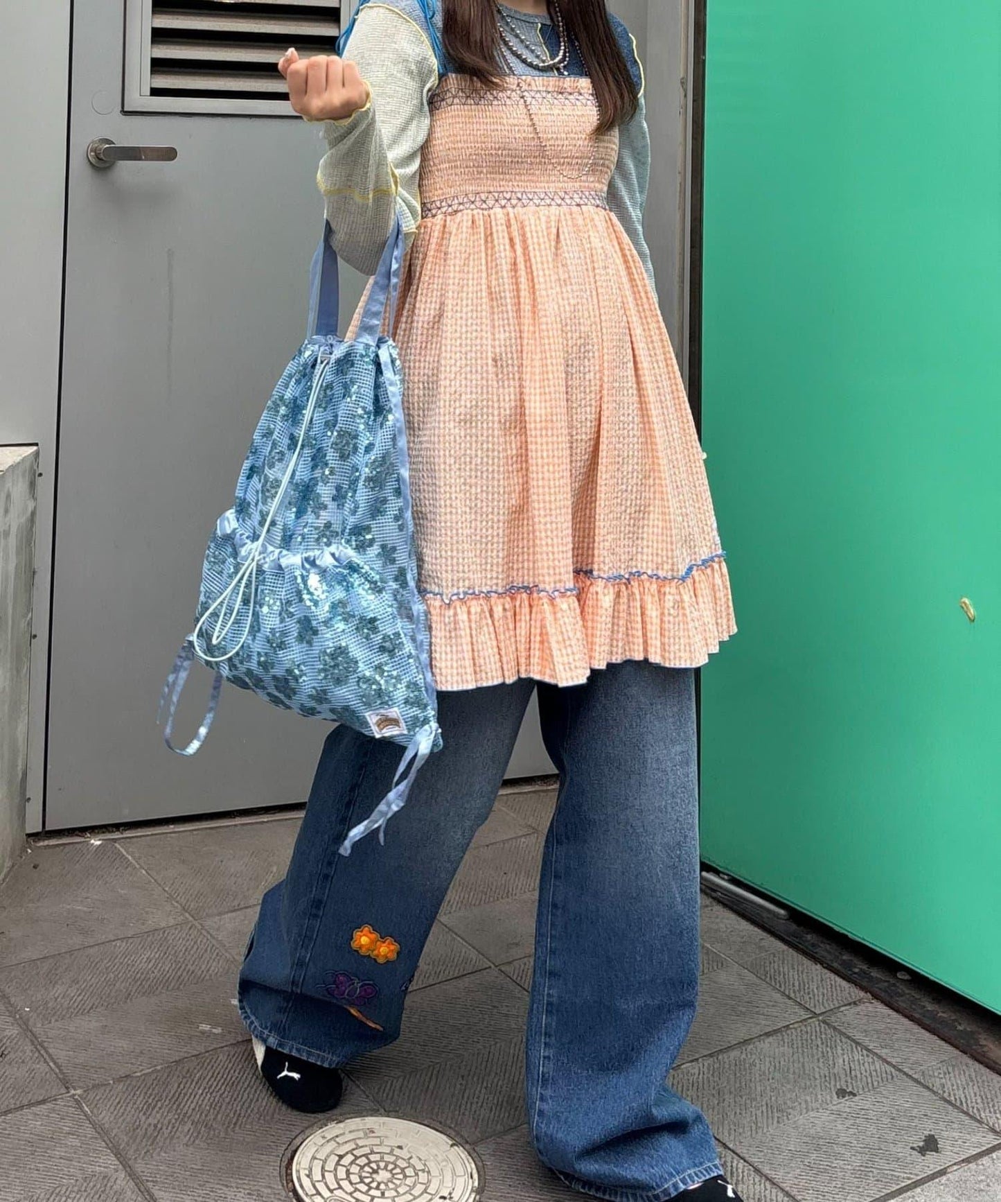 亮片抽繩束口包