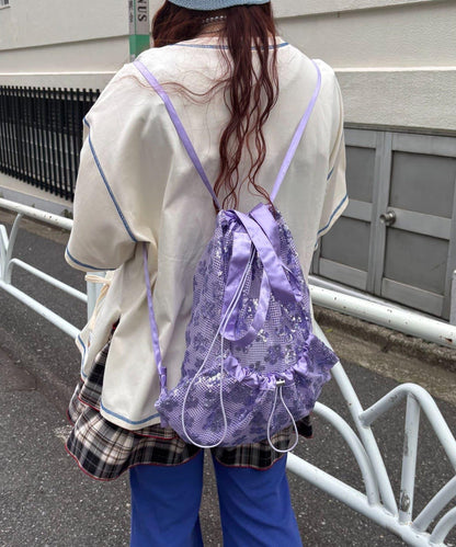亮片抽繩束口包