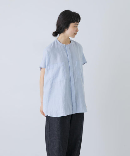 亞麻雙口袋法式襯衫