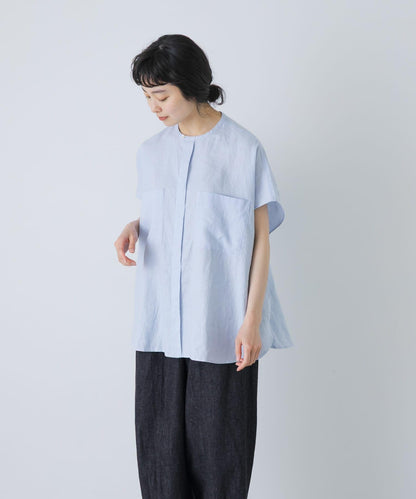 亞麻雙口袋法式襯衫