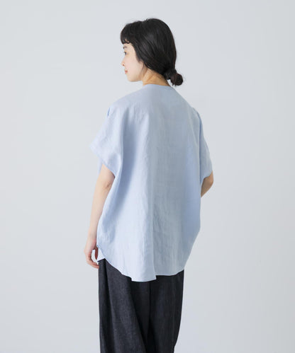 亞麻雙口袋法式襯衫