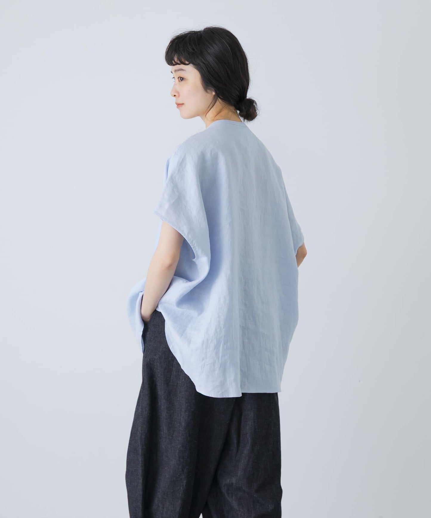 亞麻雙口袋法式襯衫