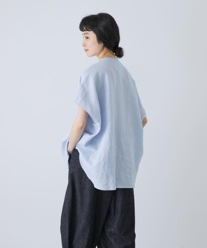 亞麻雙口袋法式襯衫
