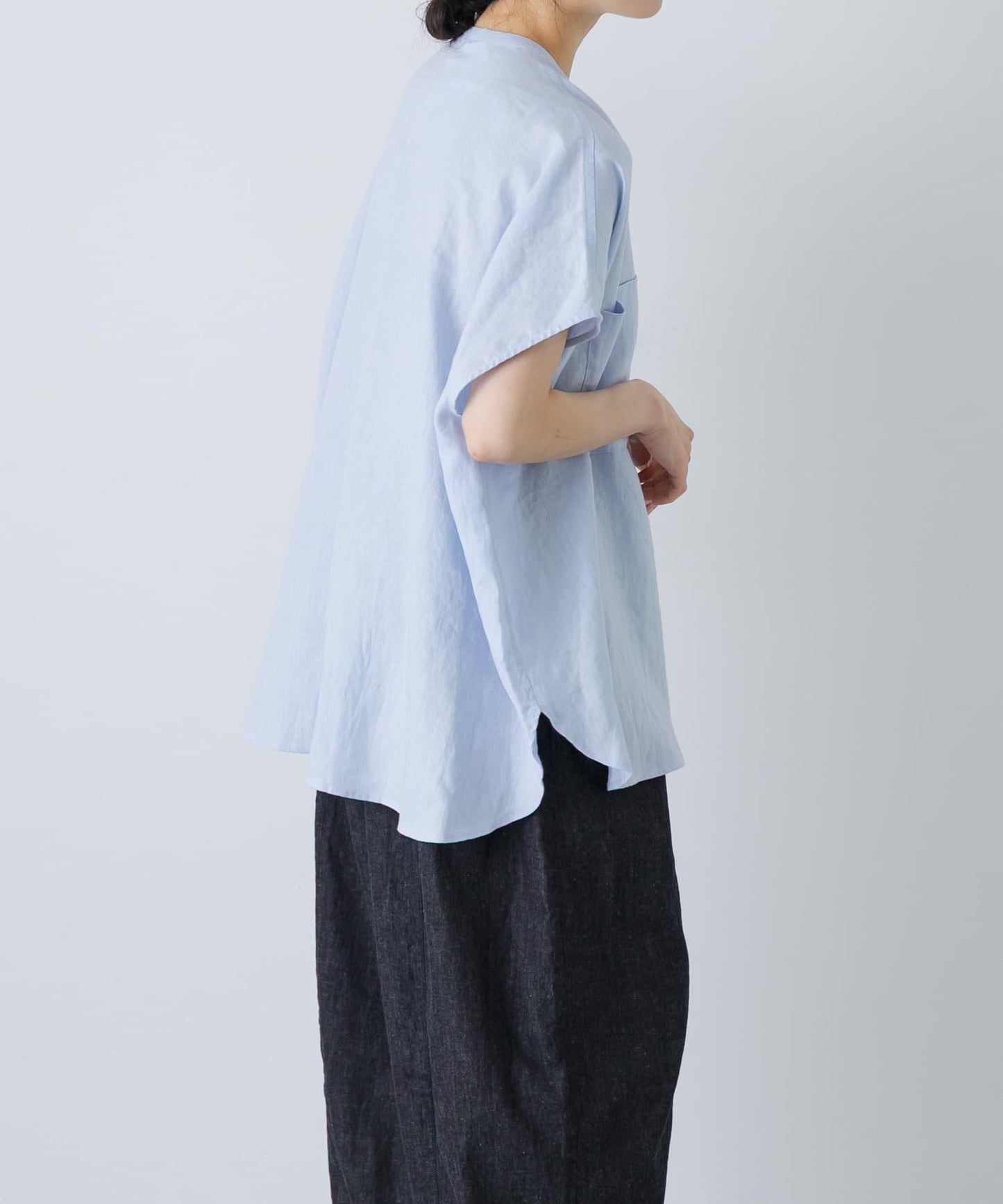 亞麻雙口袋法式襯衫