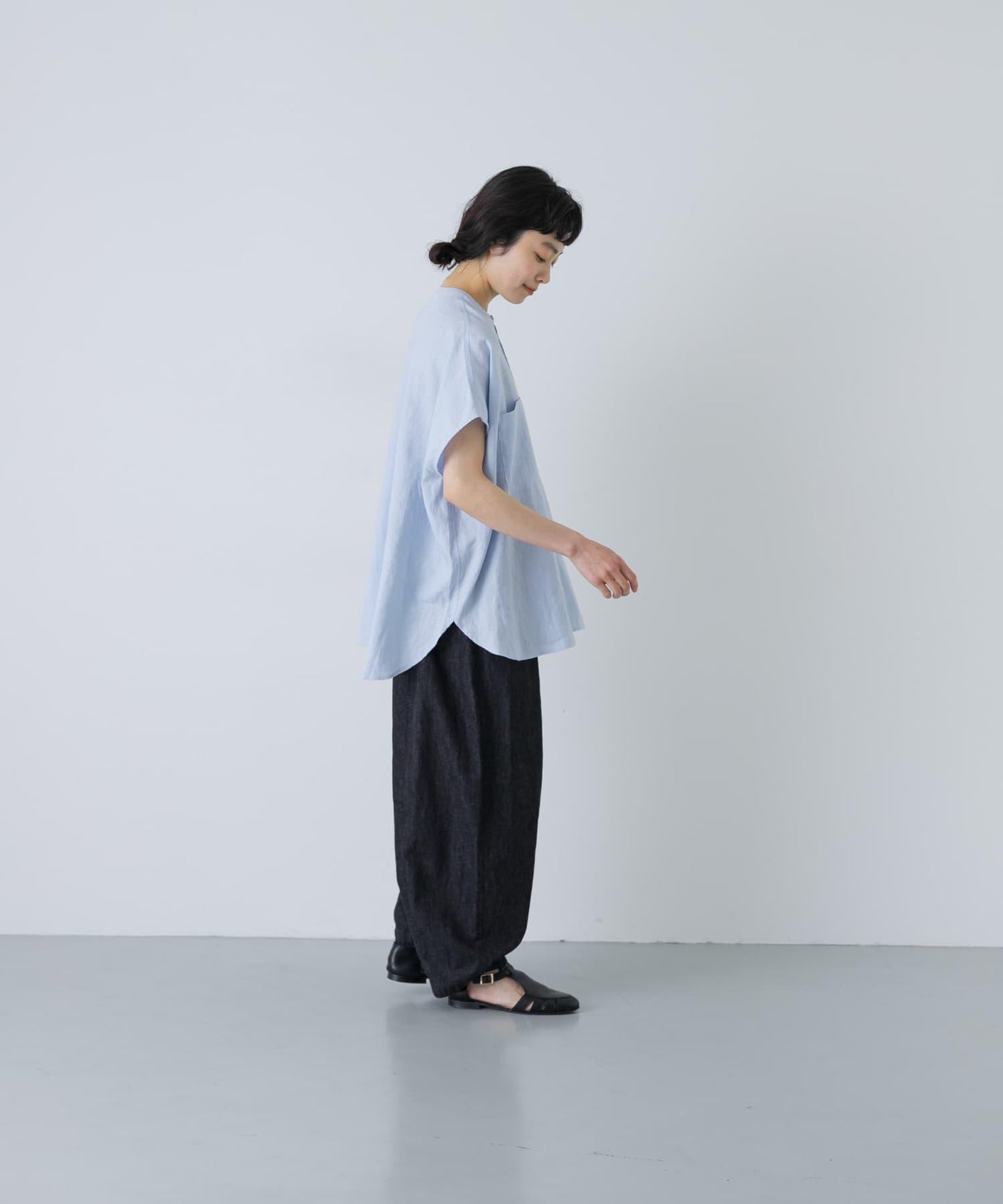 亞麻雙口袋法式襯衫