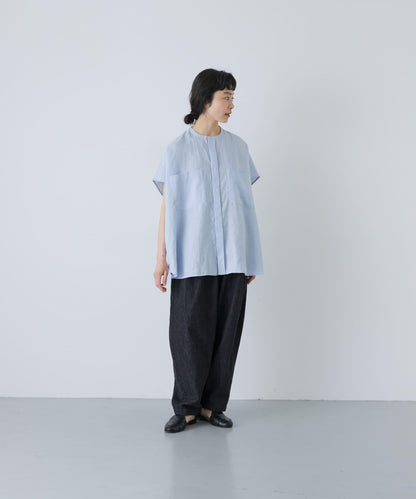 亞麻雙口袋法式襯衫