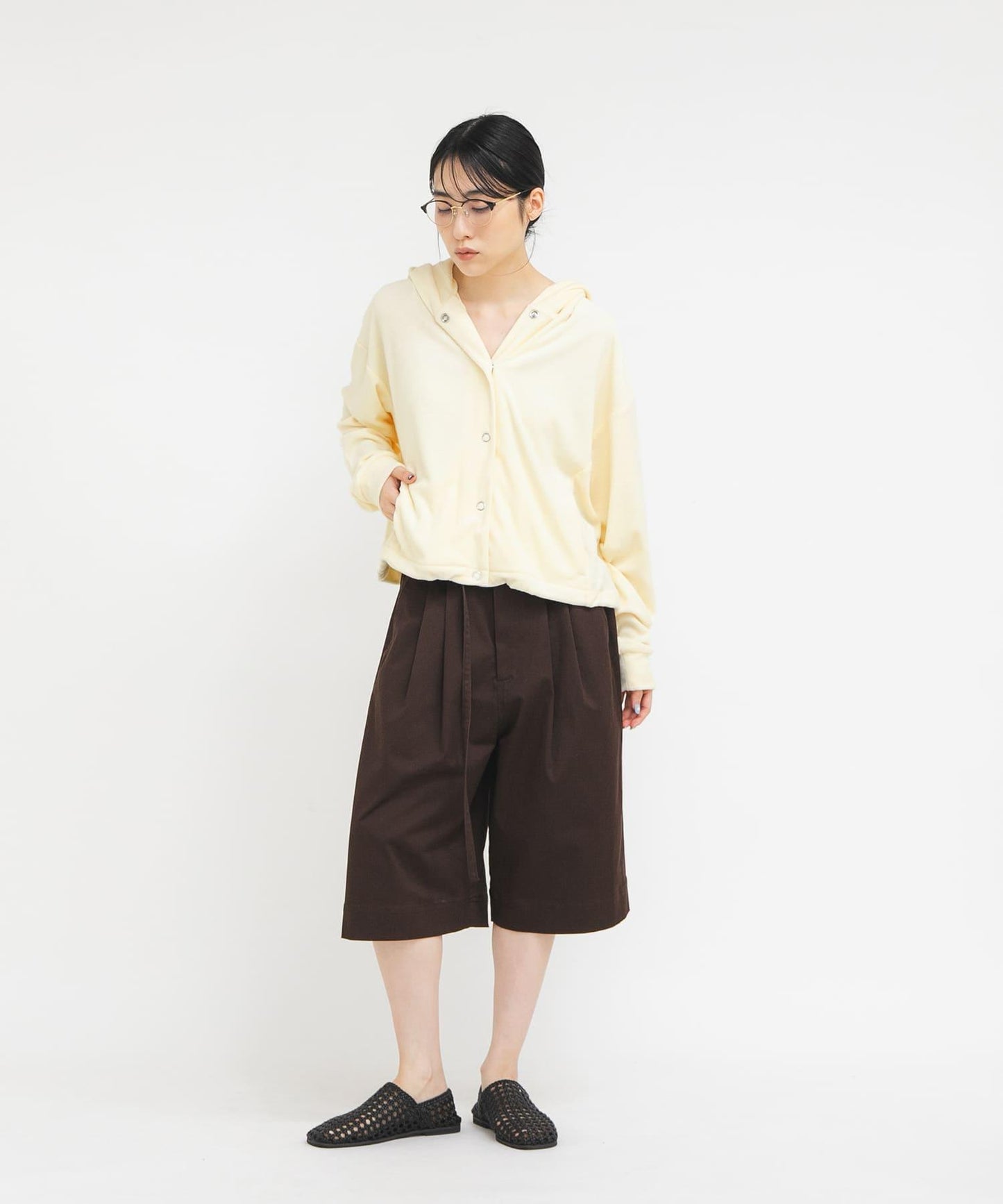 金屬環扣毛圈連帽衛衣