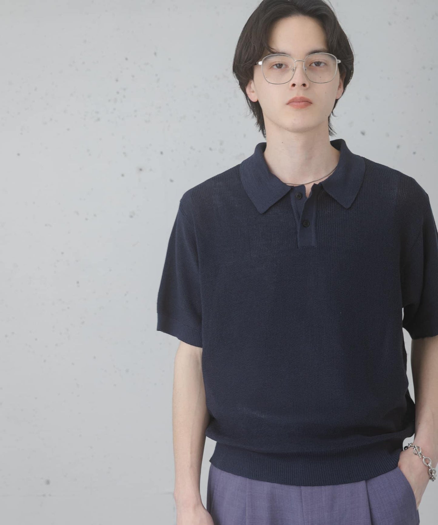 可水洗 輕盈混色針織 POLO衫