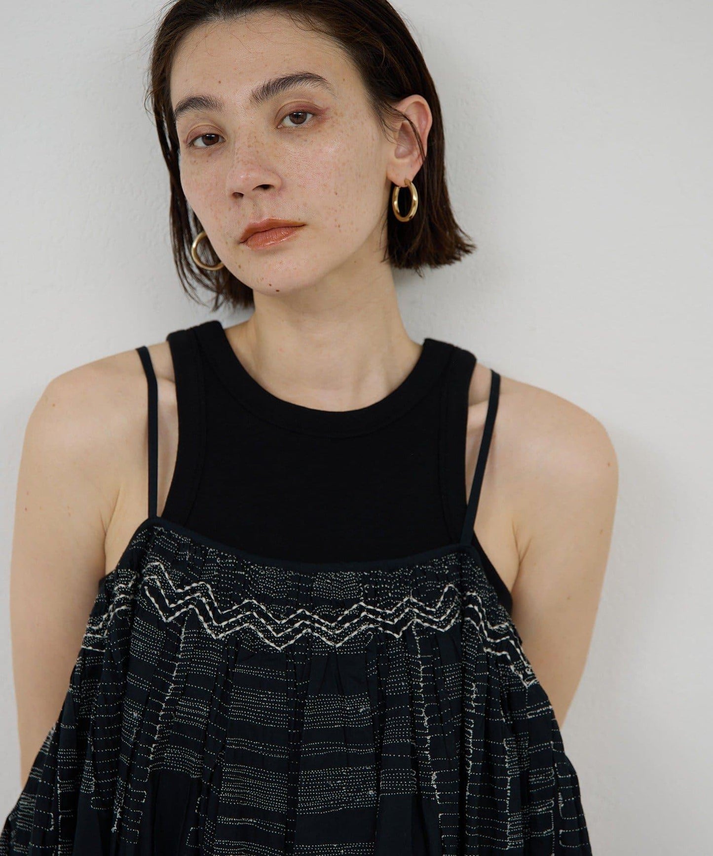 Dhritië 刺繡 吊帶連體褲
