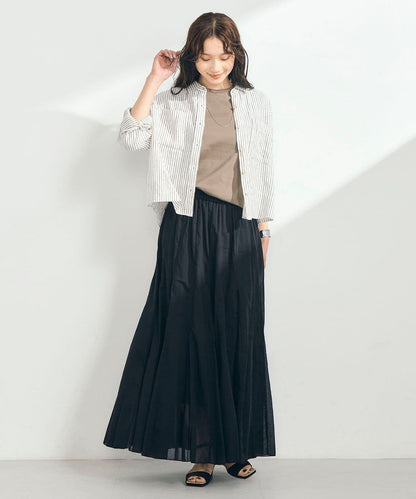 COTTON 拼接褶皺半身裙