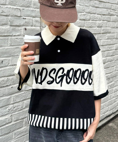 SOUNDSGOOOOD 拼接Logo針織Polo衫