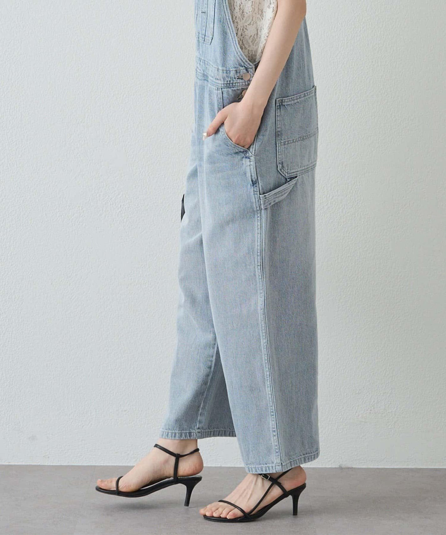 棉麻牛仔揹帶褲